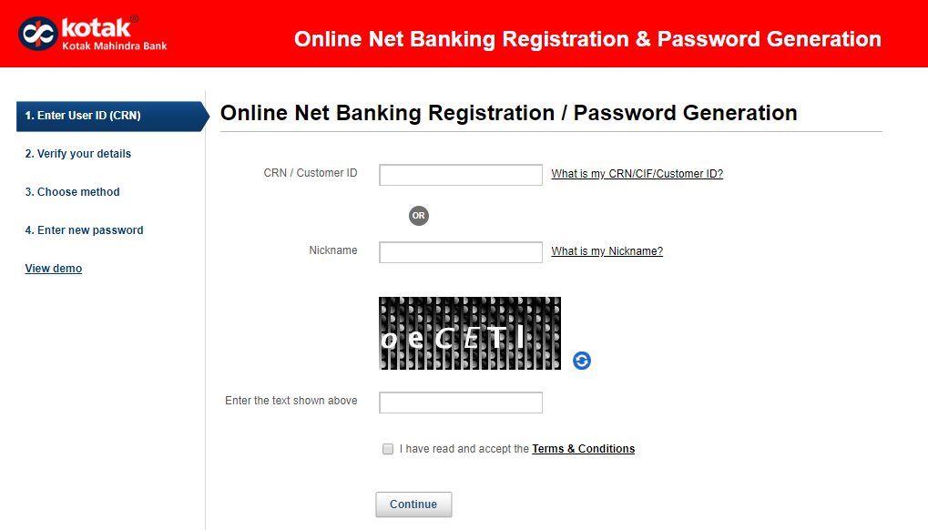 Kotak Mahindra Online net banking registration